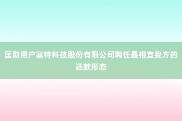 匡助用户塞特科技股份有限公司聘任最相宜我方的还款形态